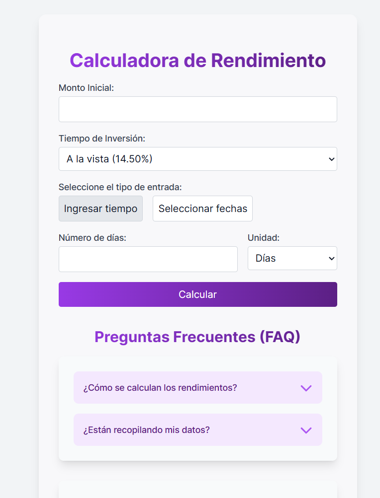 Calculadora de rendimientos